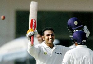 Sehwag celebrates his triple century - India Pakistan 2004 series